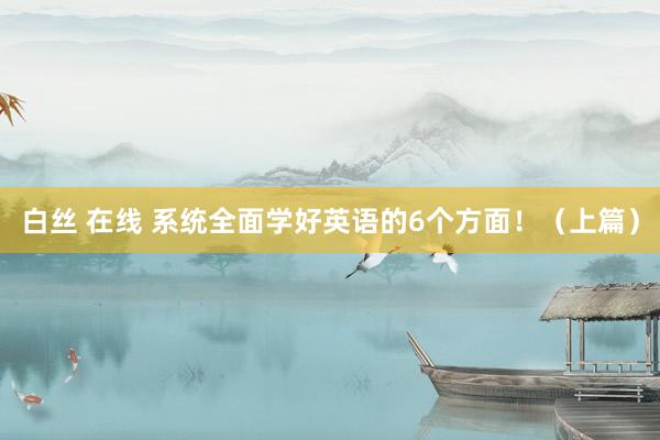 白丝 在线 系统全面学好英语的6个方面！（上篇）