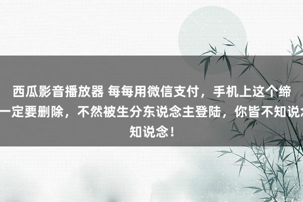 西瓜影音播放器 每每用微信支付，手机上这个缔造一定要删除，不然被生分东说念主登陆，你皆不知说念！